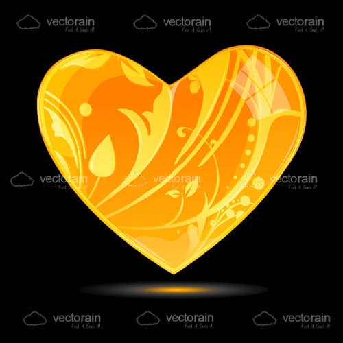 Golden Heart with Floral Pattern